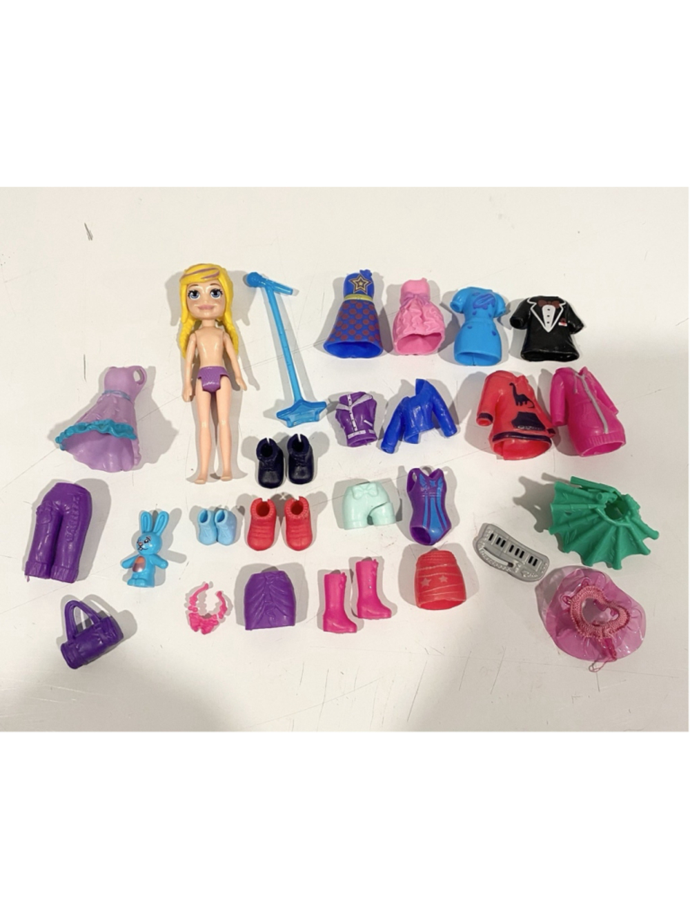 Polly Pocket Doll Clothes Accessories Lot Dresses Shoes Outfits Mixed Bundle